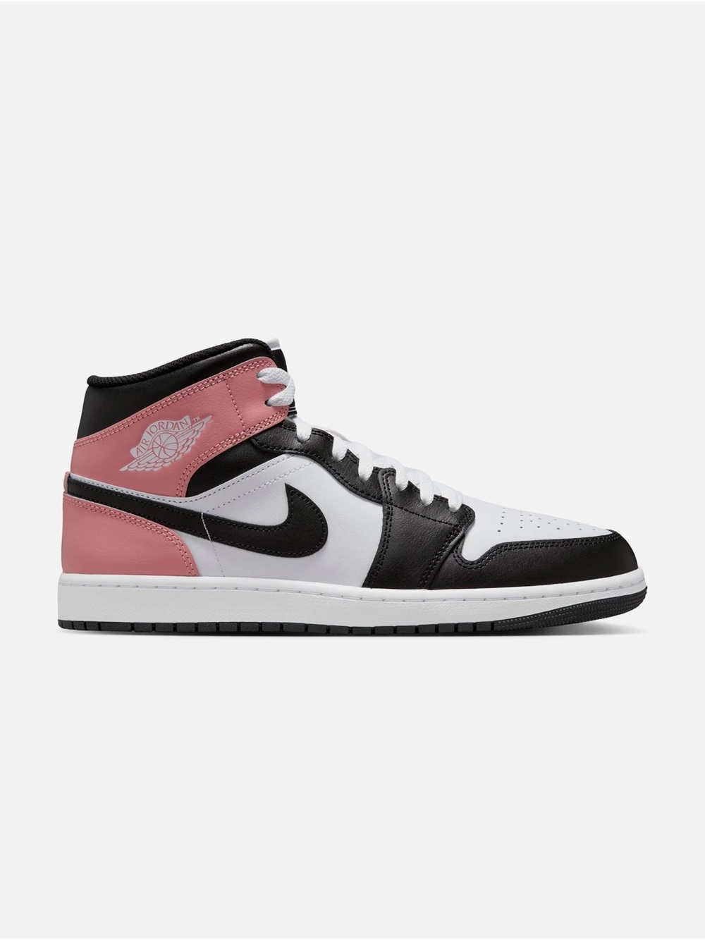 Air Jordan 1 Mid Big Kids Sneaker in Pink, Black & White